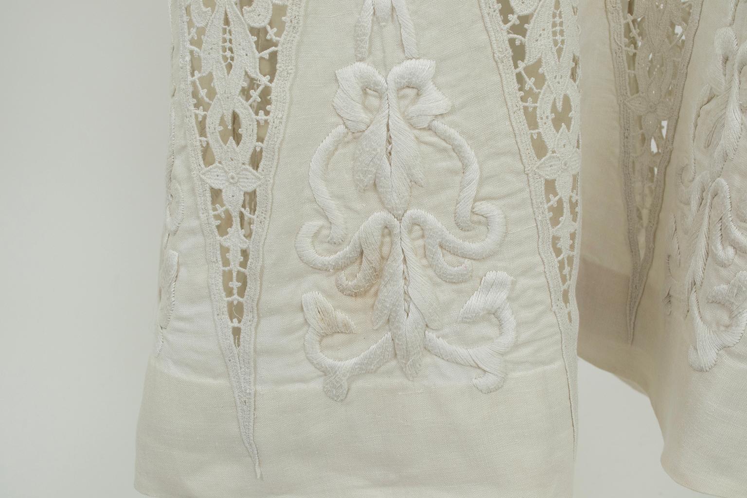 Edwardian White Irish Crochet and Cotton Walking or Wedding Suit – L, 1900s For Sale 12