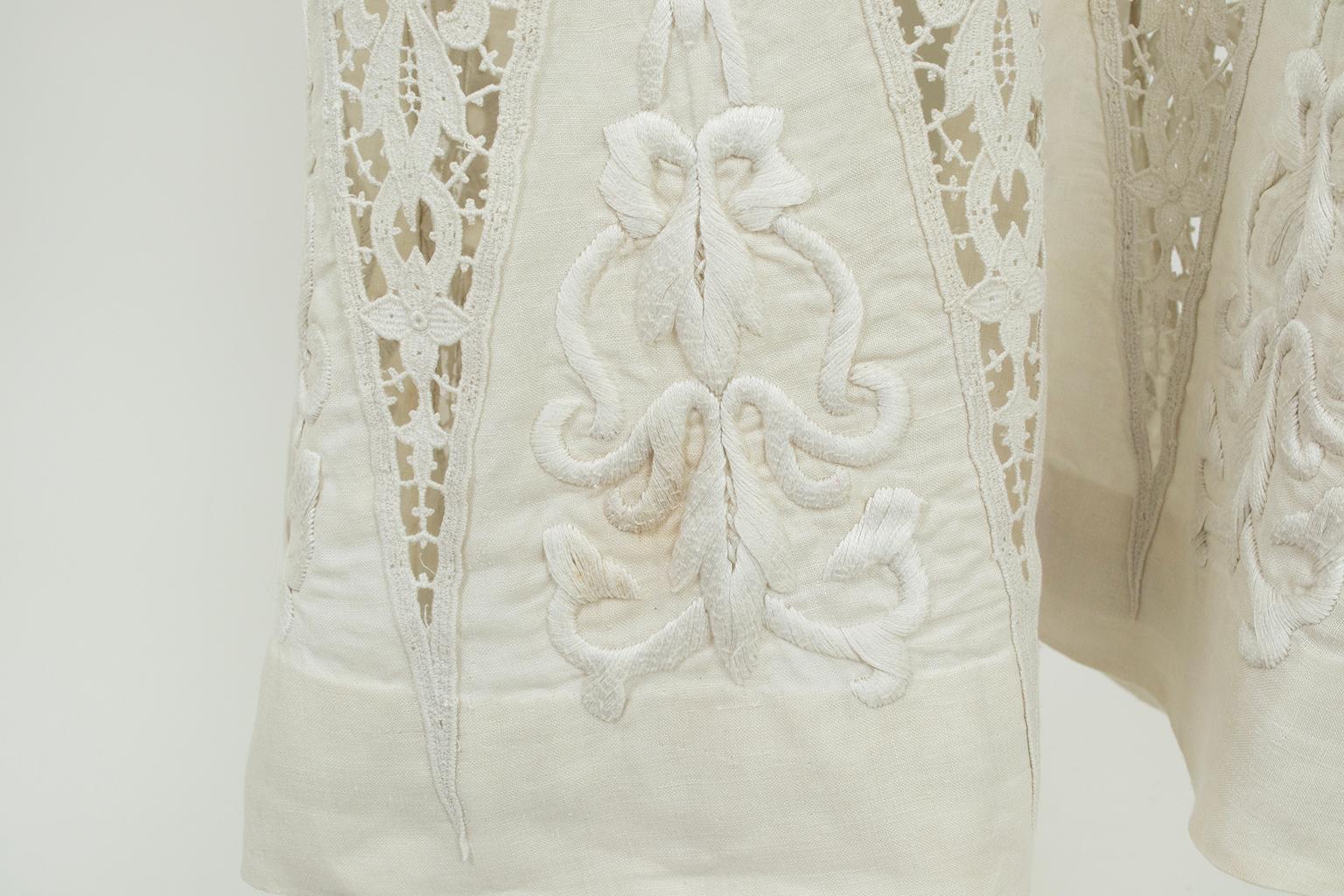 Edwardian White Irish Crochet und Baumwolle Walking oder Hochzeit Anzug - L, 1900s im Angebot 14