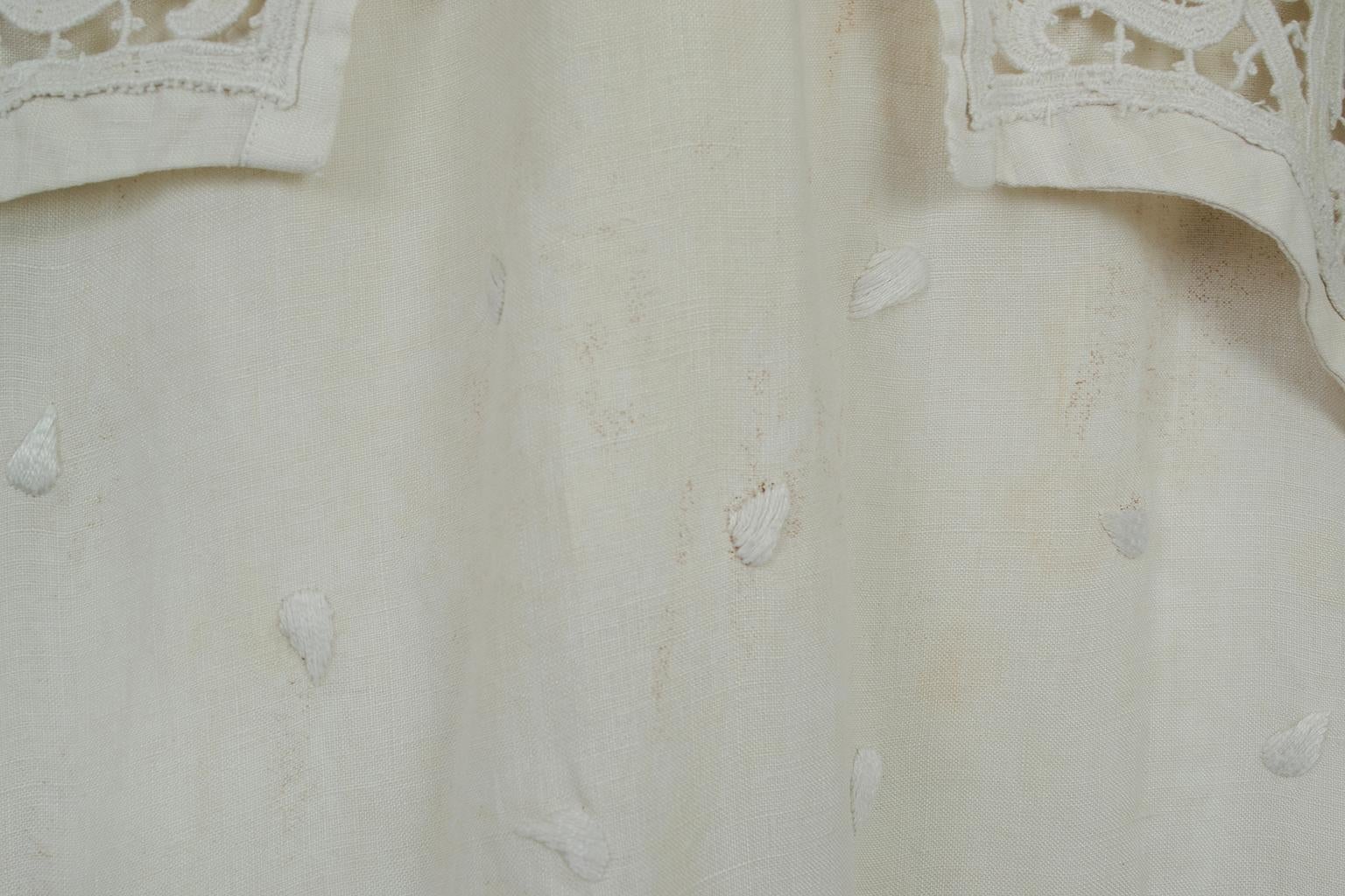 Edwardian White Irish Crochet and Cotton Walking or Wedding Suit – L, 1900s For Sale 14