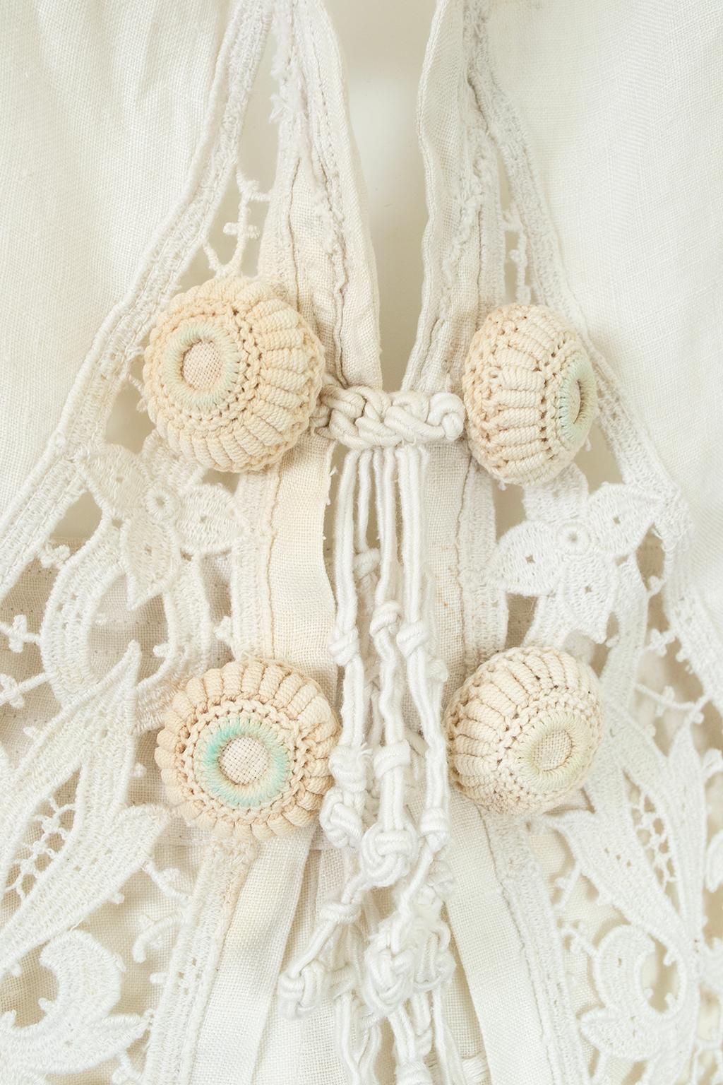 Edwardian White Irish Crochet und Baumwolle Walking oder Hochzeit Anzug - L, 1900s im Angebot 4