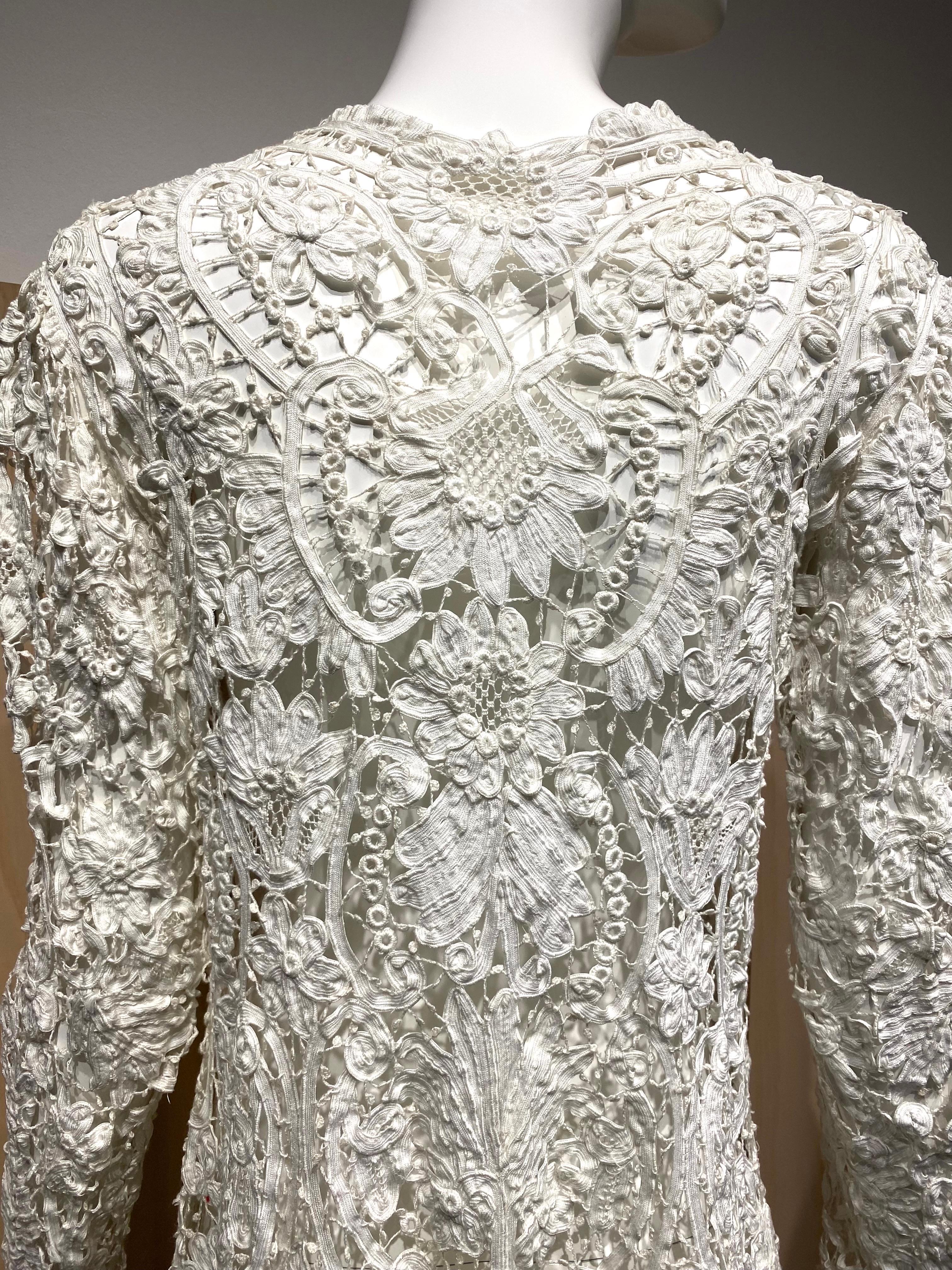 Gray Edwardian White Lace Jacket Cardigan For Sale