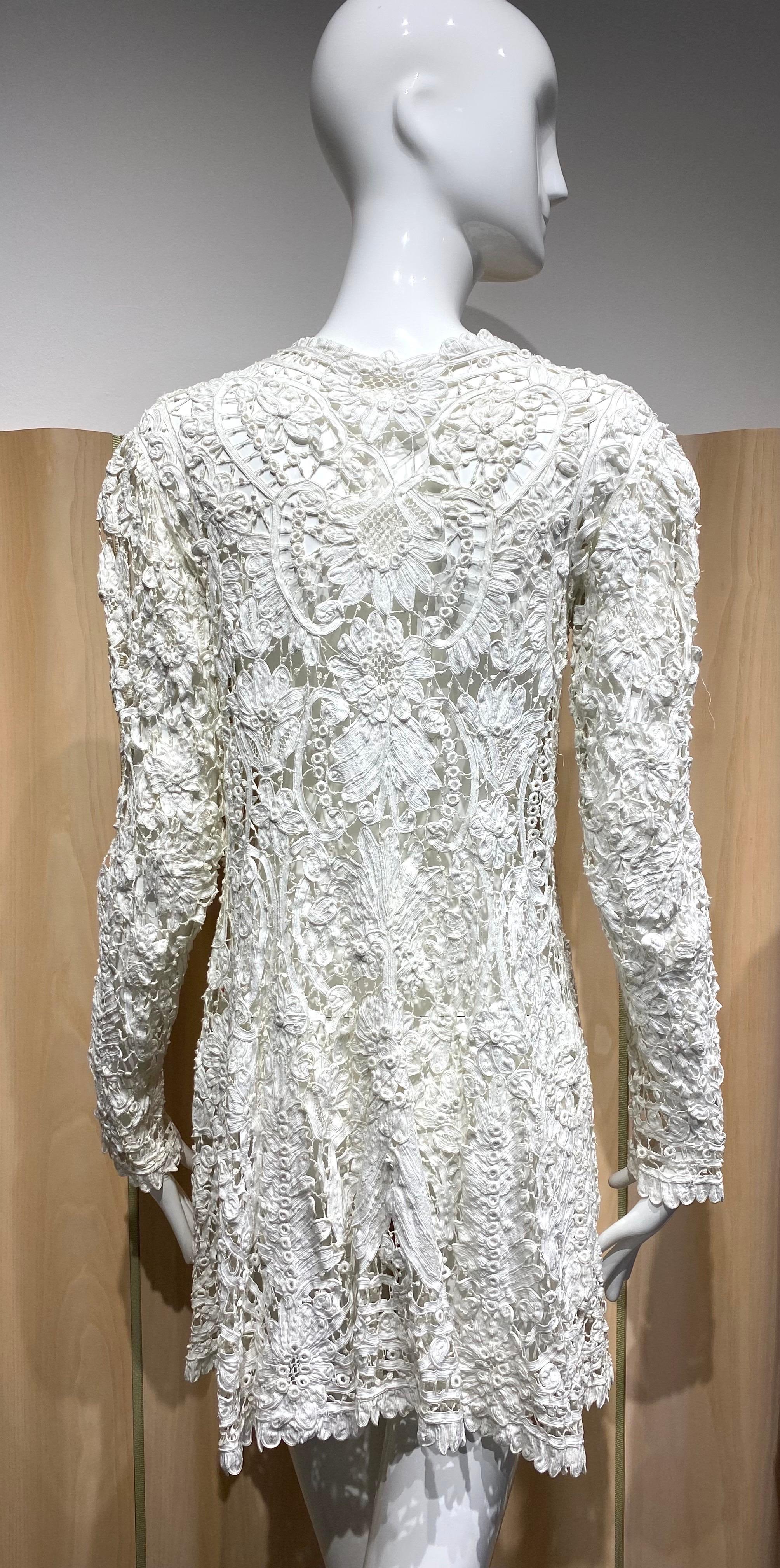 Edwardian White Lace Jacket Cardigan In Good Condition For Sale In Beverly Hills, CA