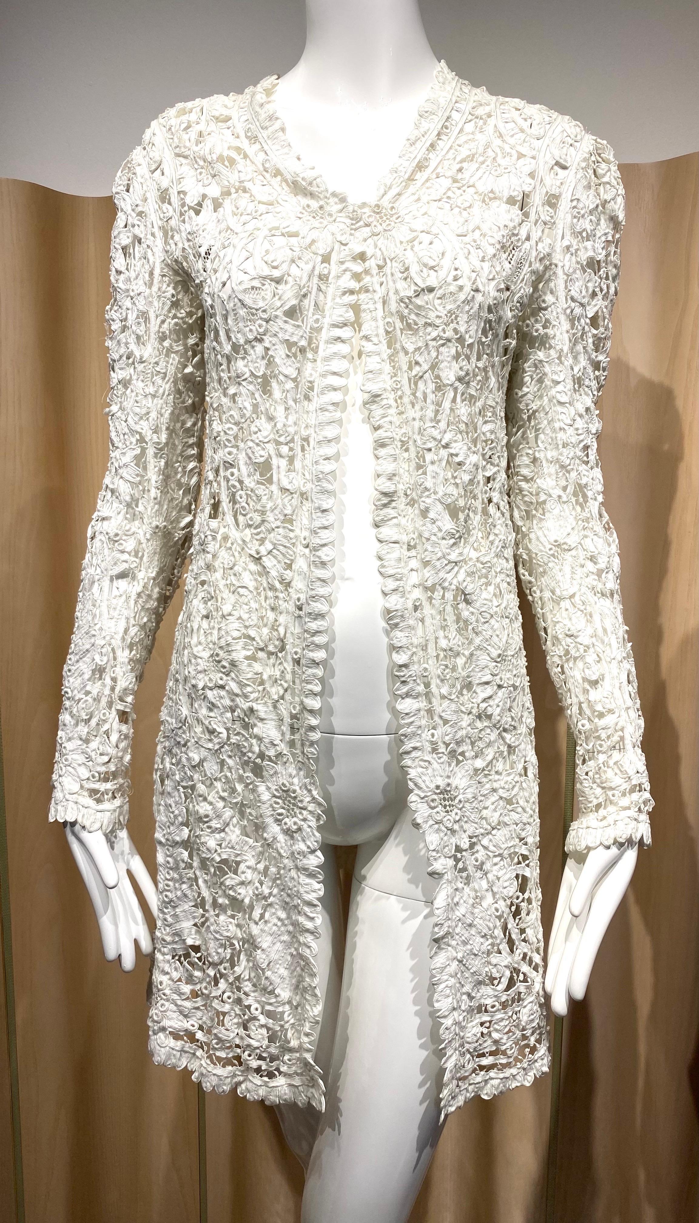 Edwardian White Lace Jacket Cardigan For Sale 1