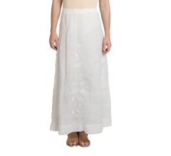 Edwardian White Linen Hand Embroidered Skirt