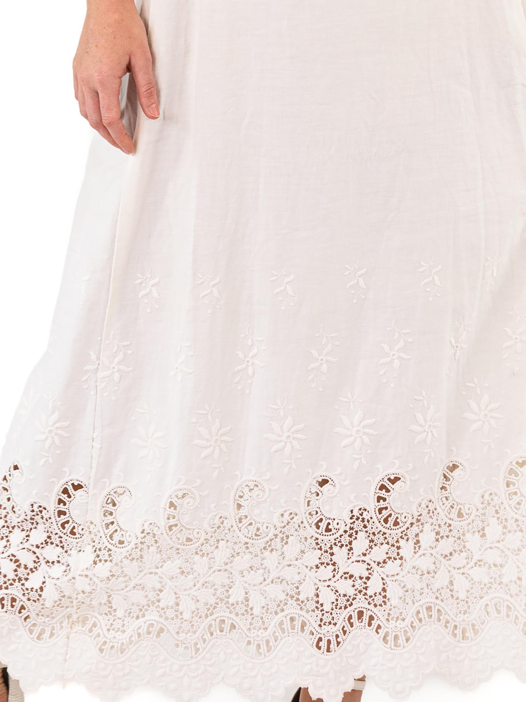 Edwardian White Linen Skirt With Floral Hand Embroidery 7