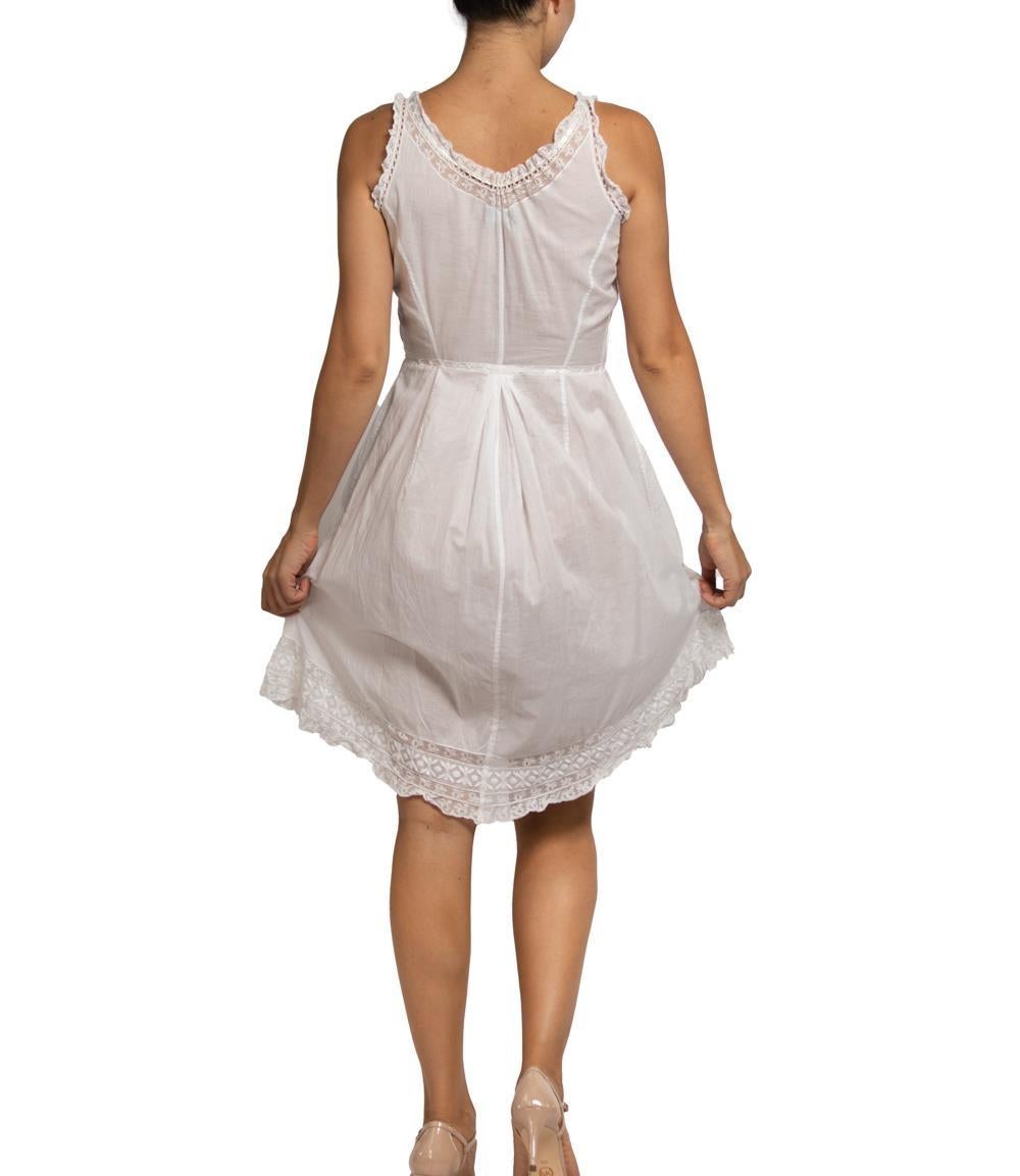 Edwardian White Organic Cotton Drawstring Waist Dress With Lace Detail For Sale 4