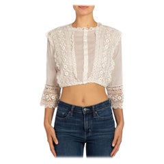 Edwardian White Organic Cotton Lawn Blouse With Large Lace Collar & Cuffs