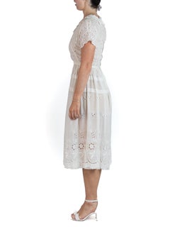Edwardian White Organic Cotton Lawn Embroidered Lace Summer Tea Dress