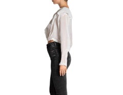 Edwardian White Organic Cotton With Hand Embroidered Flowers Blouse