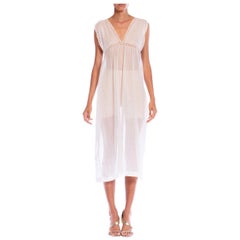 Edwardian White Victorian Organic Cotton Embroidered & Lace Trimmed Chemise Dre