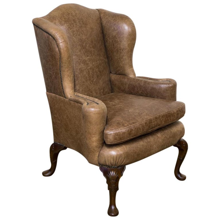 Edwardian Winged Leather Armchair at 1stDibs
