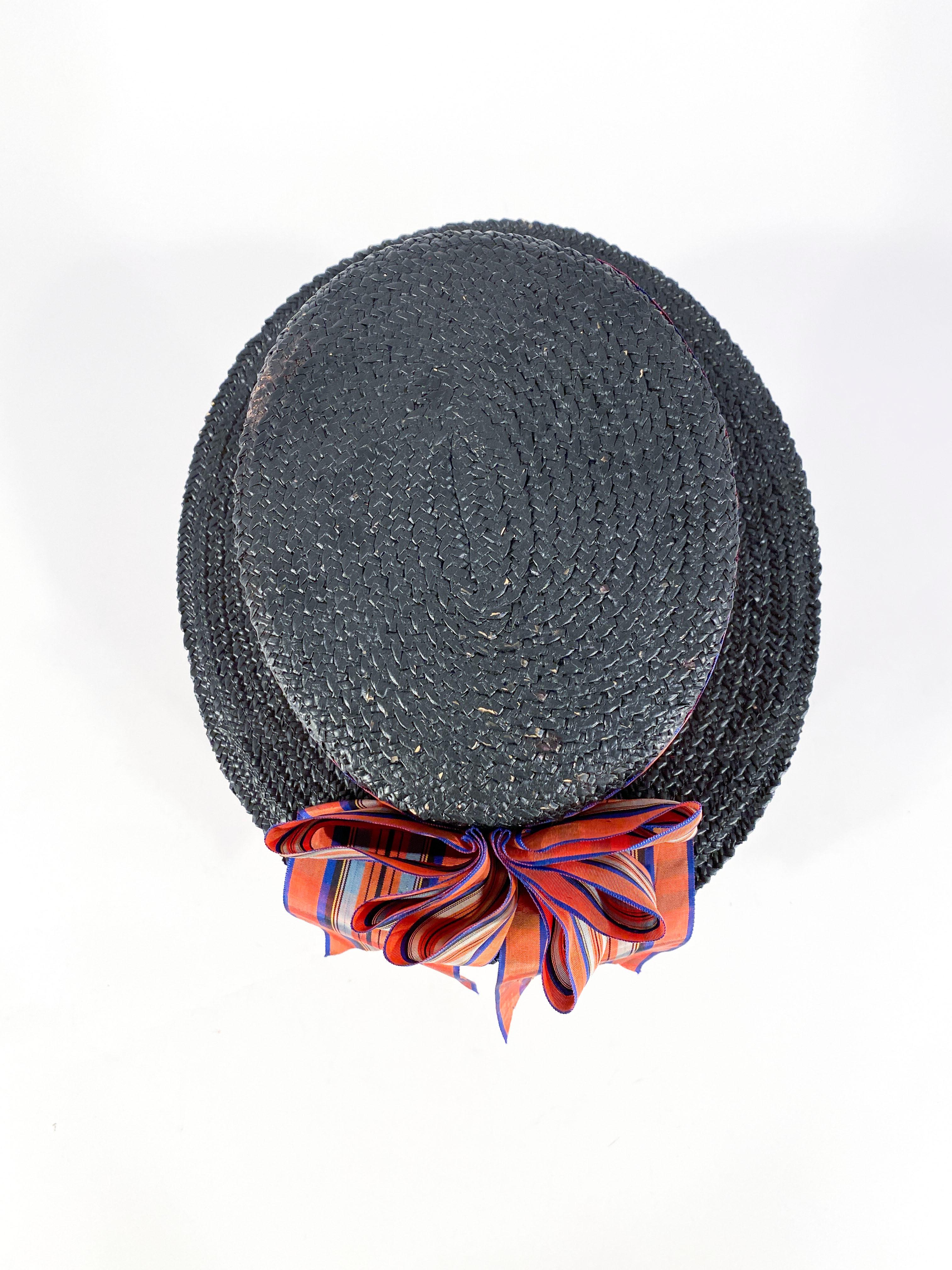 mens black boater hat