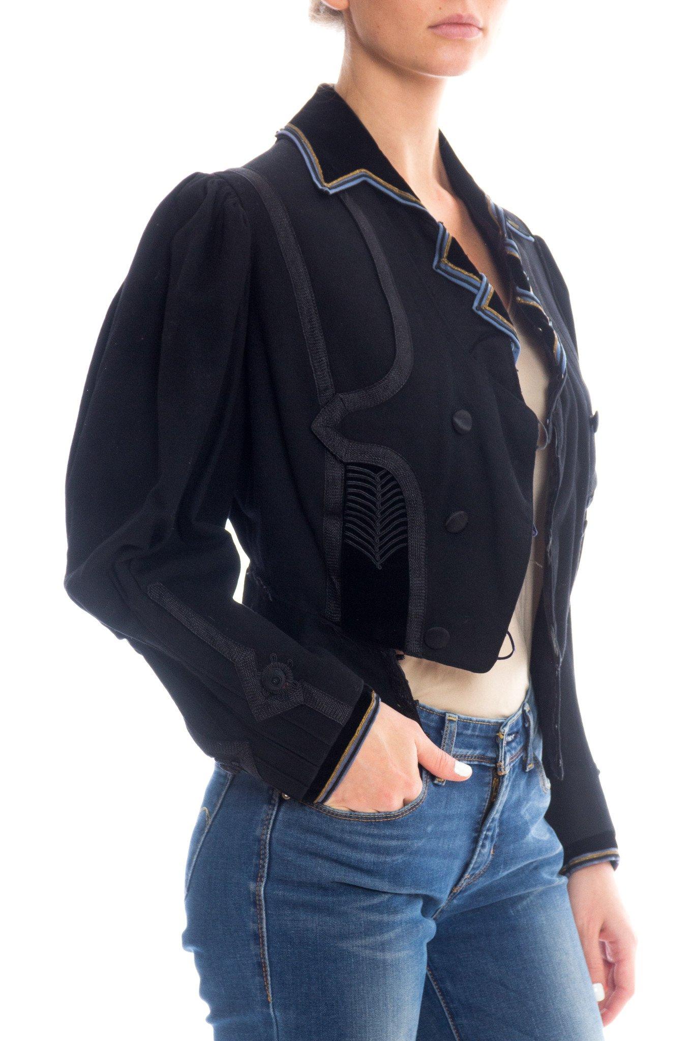 Victorian Black & Blue Wool Newly Lined Jacket With Military Inspired Details 1