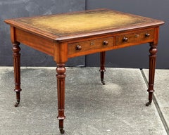 Edwardian Writing Table or Desk of Mahogany with Leather Top from England