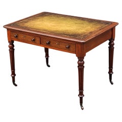 Antique Edwardian Writing Table or Desk of Mahogany with Leather Top from England