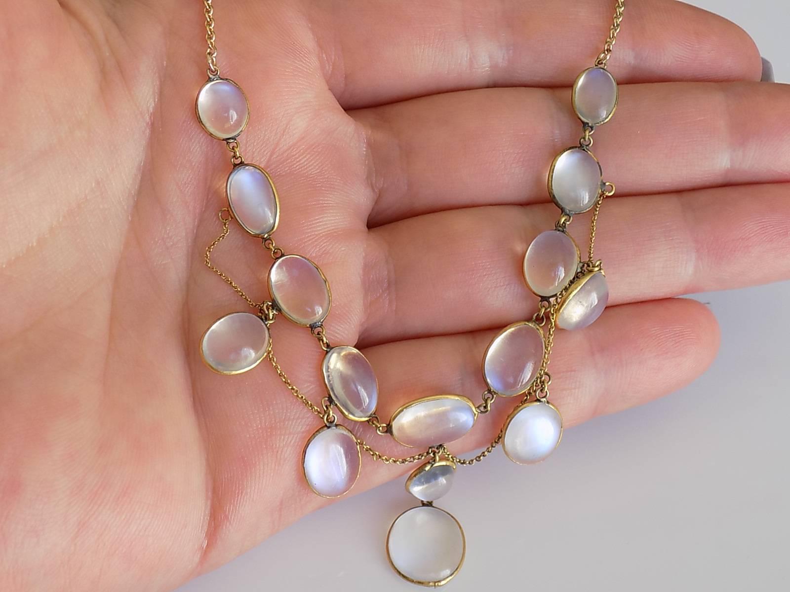 Edwardian Yellow Gold and Moonstone Necklace 1