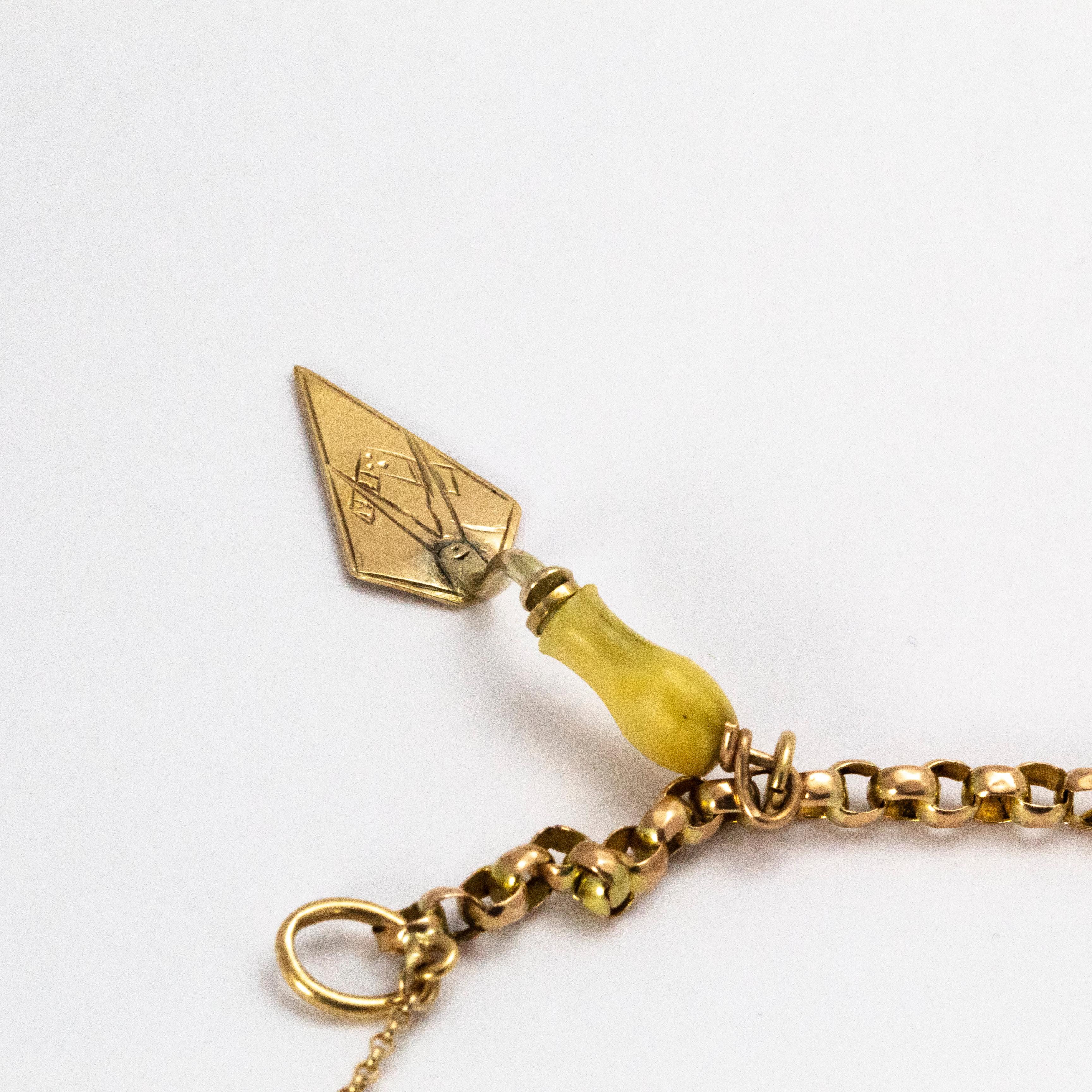 Edwardian Yellow Gold Charm Bracelet In Good Condition In Chipping Campden, GB