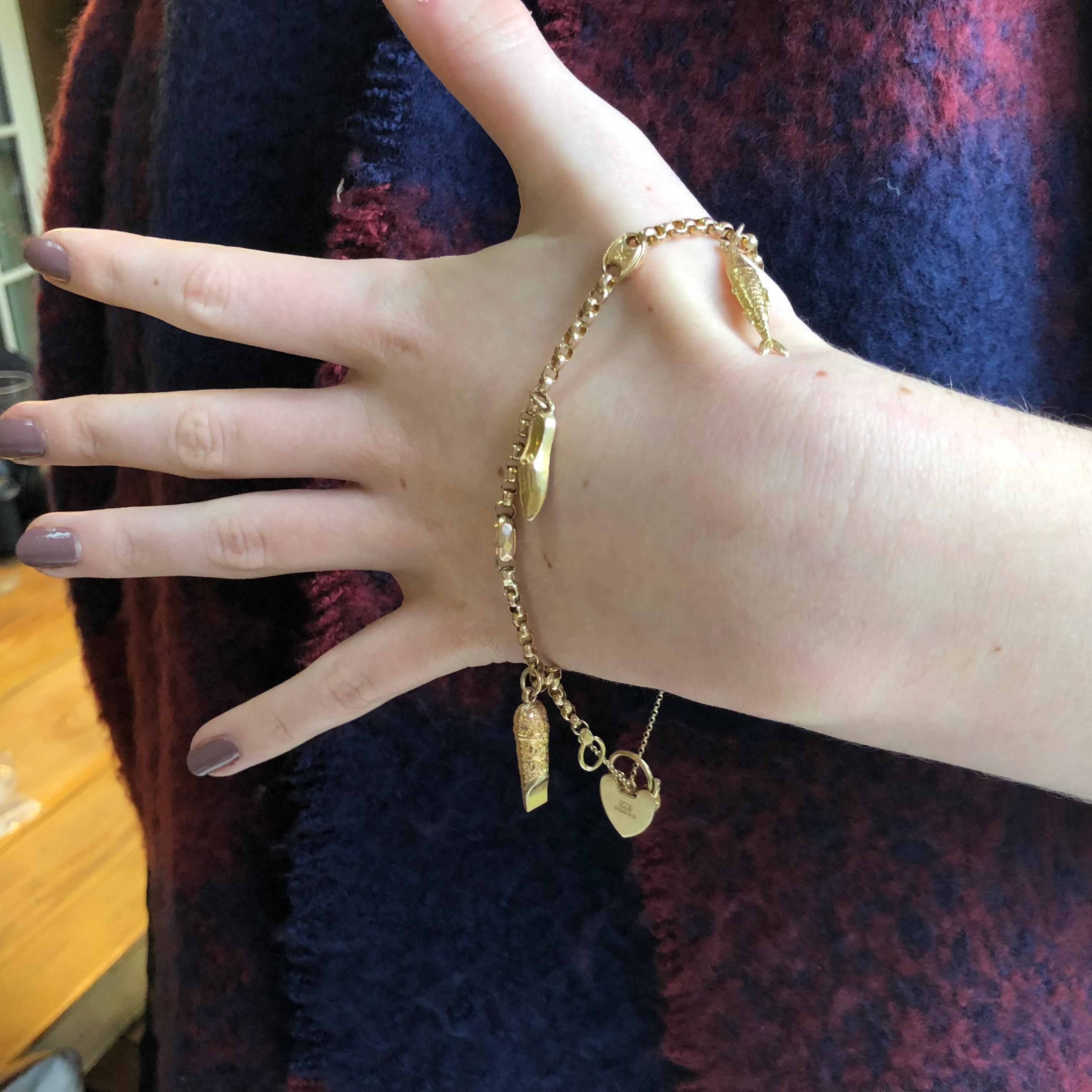 Edwardian Yellow Gold Charm Bracelet 1