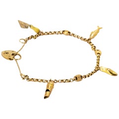 Edwardian Yellow Gold Charm Bracelet