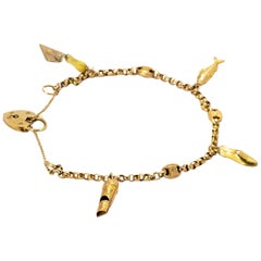 Antique Edwardian Yellow Gold Charm Bracelet