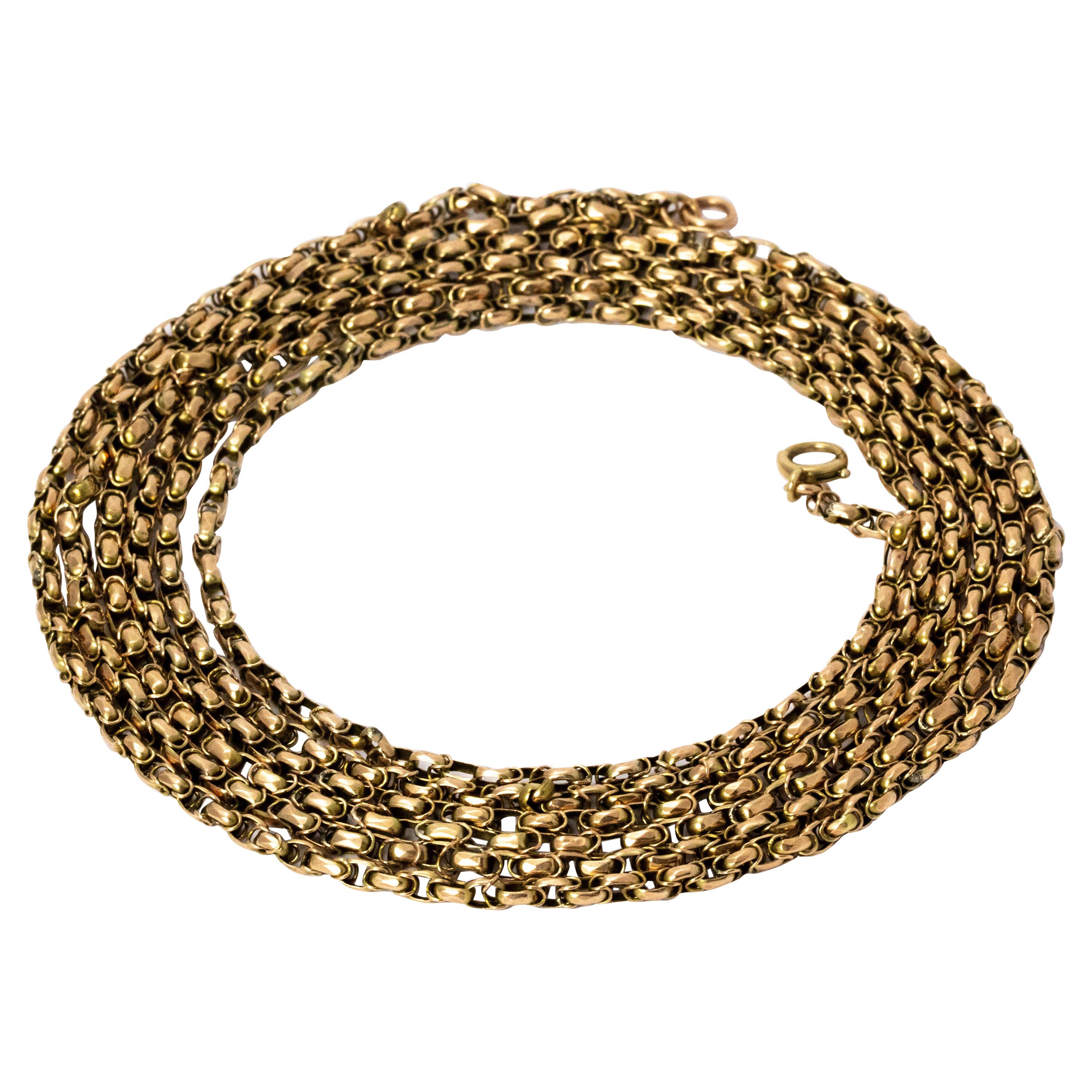 Edwardian Yellow Gold Long Guard Chain