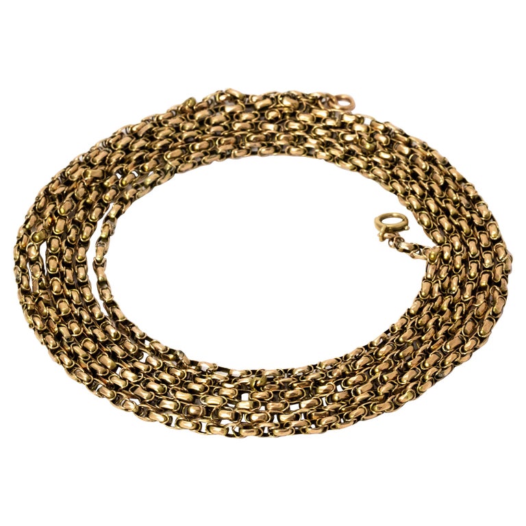 Edwardian Yellow Gold Long Guard Chain at 1stDibs