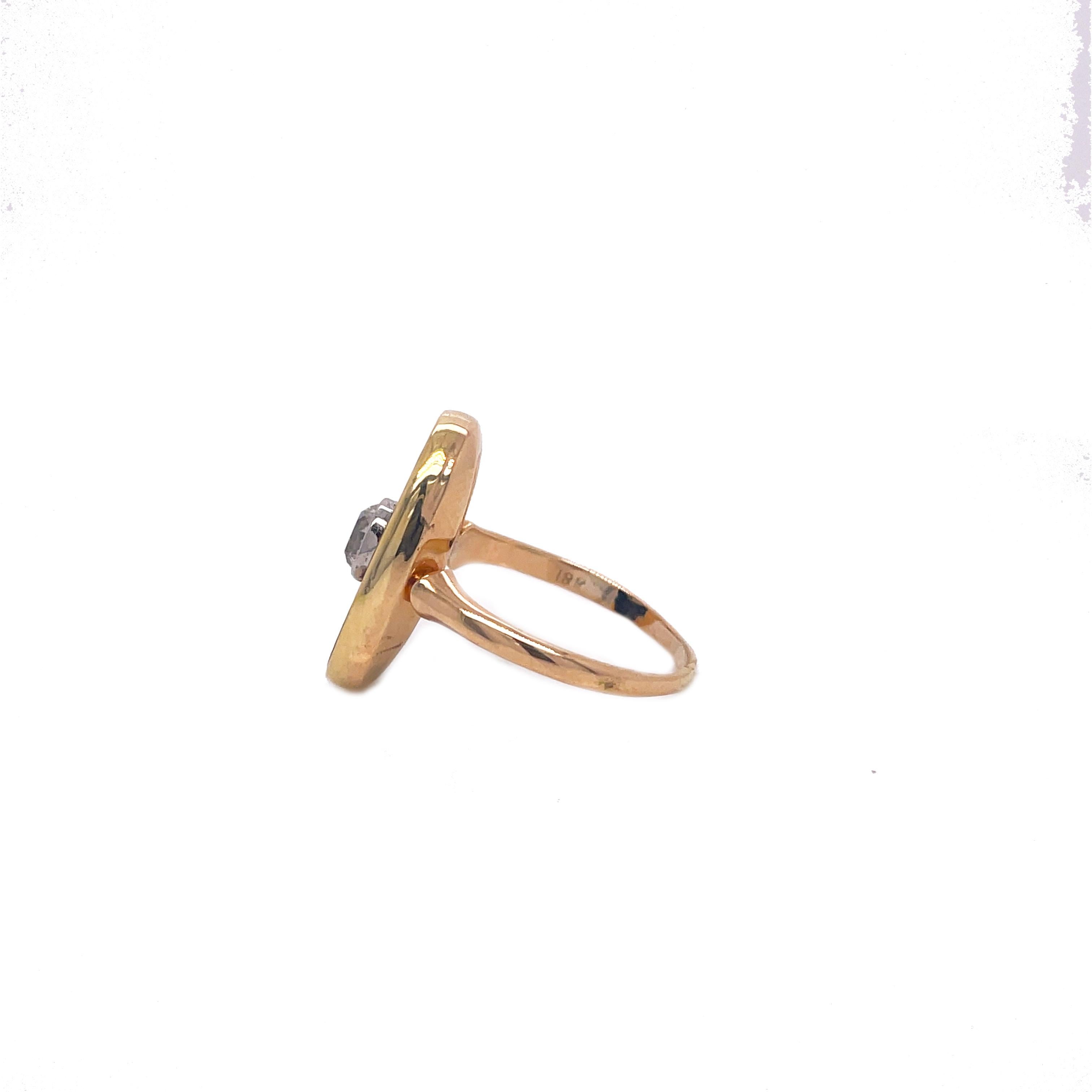 Edwardian Yellow Gold Onyx & Diamond Ring with Platinum Bezel 1