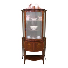 Antique Edwards and Roberts Inlaid Mahogany Serpentine Display Cabinet