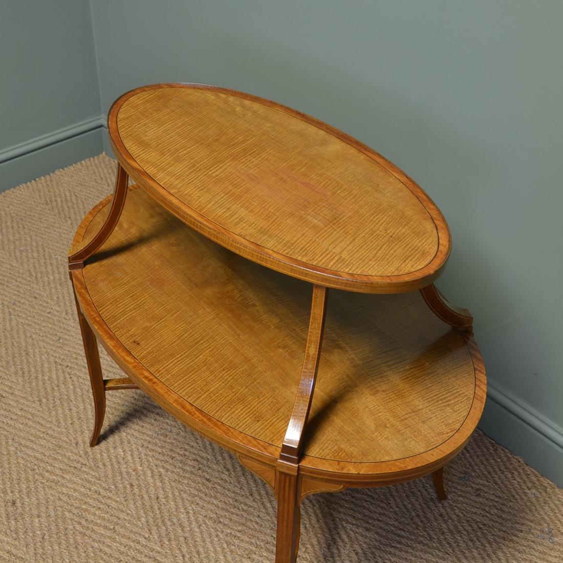 Edwards and Roberts Satinwood Two-Tier Occasional / Lamp Table For Sale 4