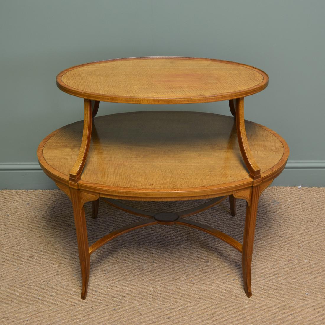 Edwards and Roberts Satinwood Two-Tier Occasional / Lamp Table For Sale 5