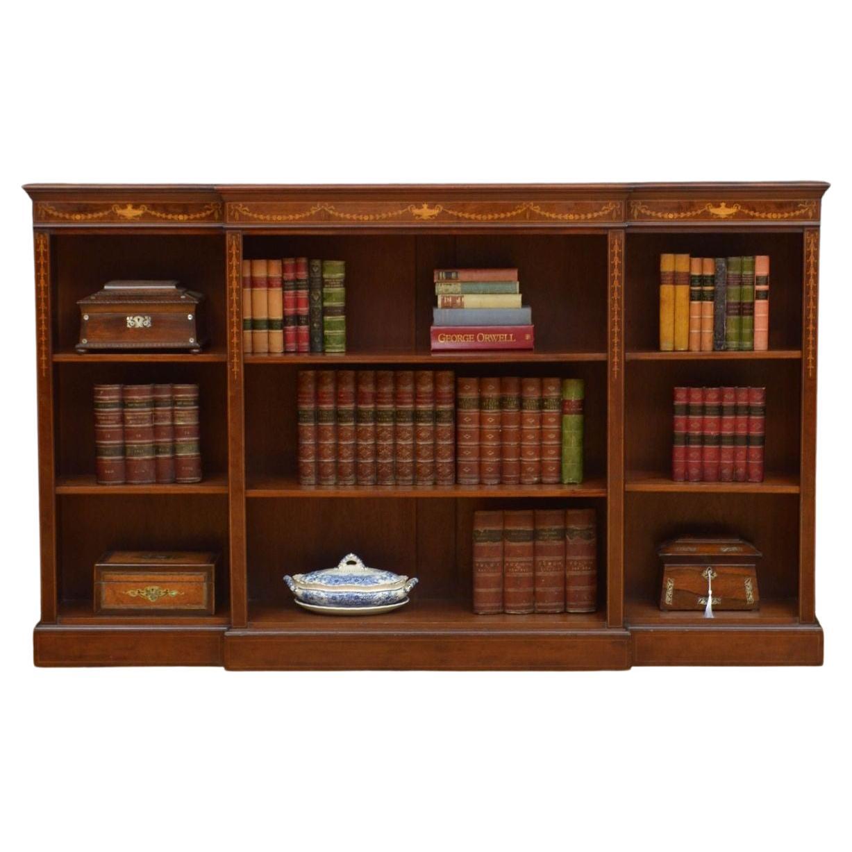 Edwards and Roberts Sheraton Revival Mahogany Open Bookcase For Sale