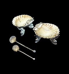 EDWARDS & BALL - Antique Pair of Sterling Silver Salt Cellars - U.K. - C. 1838