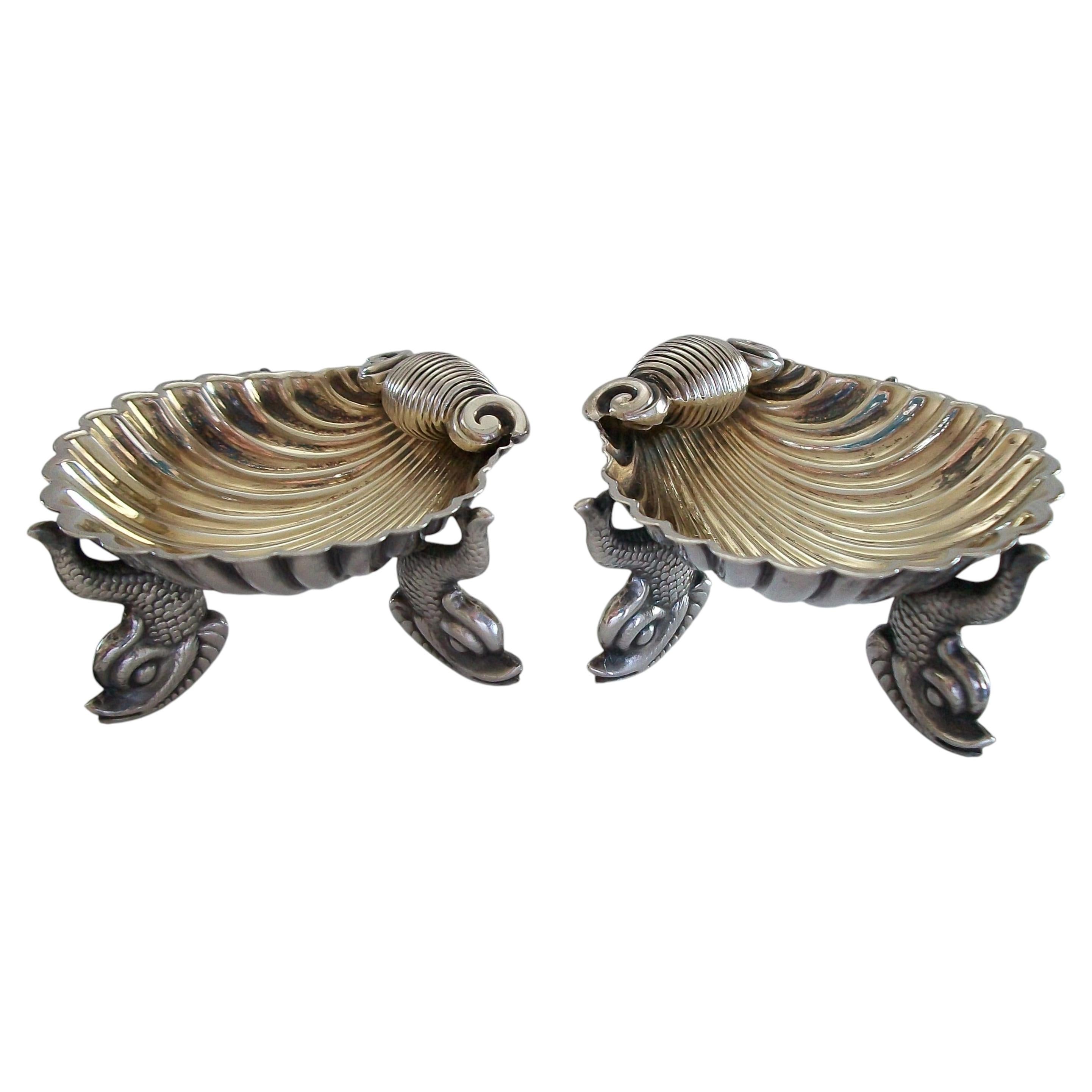 EDWARDS & BALL - Antique Pair of Sterling Silver Salt Cellars - U.K. - C. 1838 For Sale