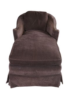 Edwards Furniture Inc Chaise Lounge moderna in pelle scamosciata trapuntata in marrone scuro borgogna