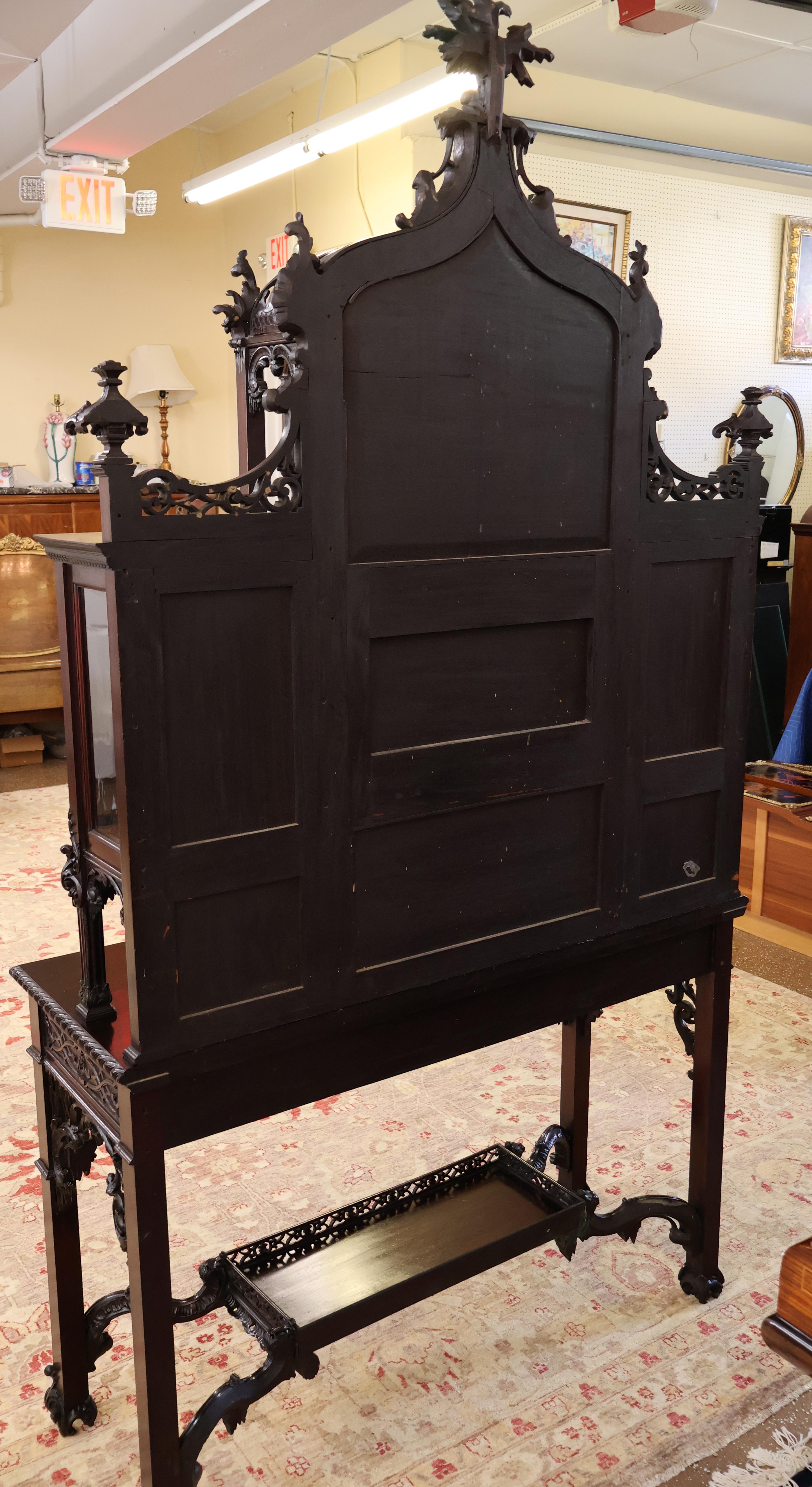 Edwards & Roberts 19th Century Chinese Chippendale Mahogany Etagere Cabinet For Sale 14