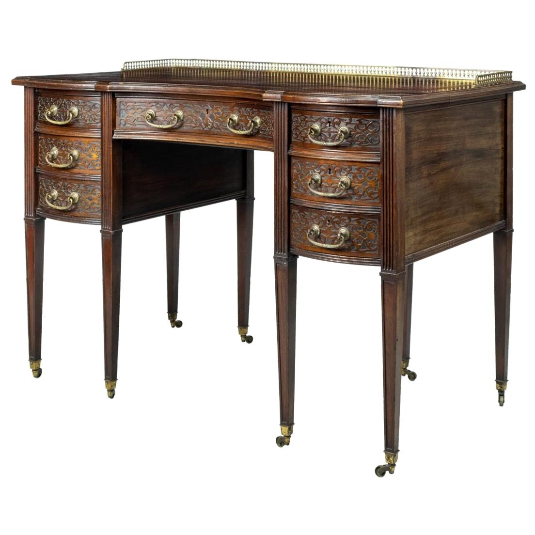 Edwards & Roberts Mahogany Serpentine Front Ladies Desk For Sale