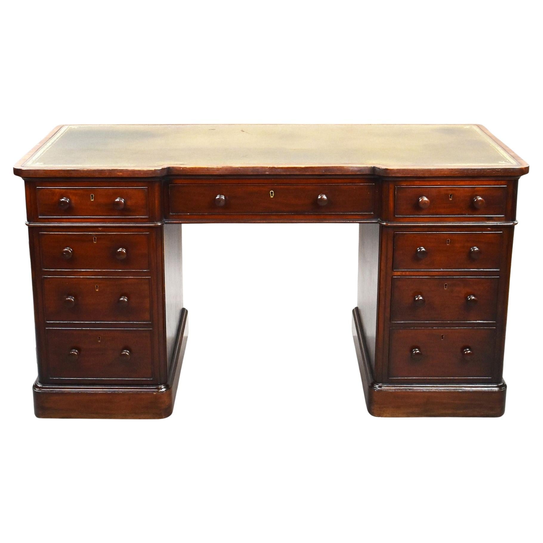 Edwards & Roberts Victorian Mahogany Pedestal Desk