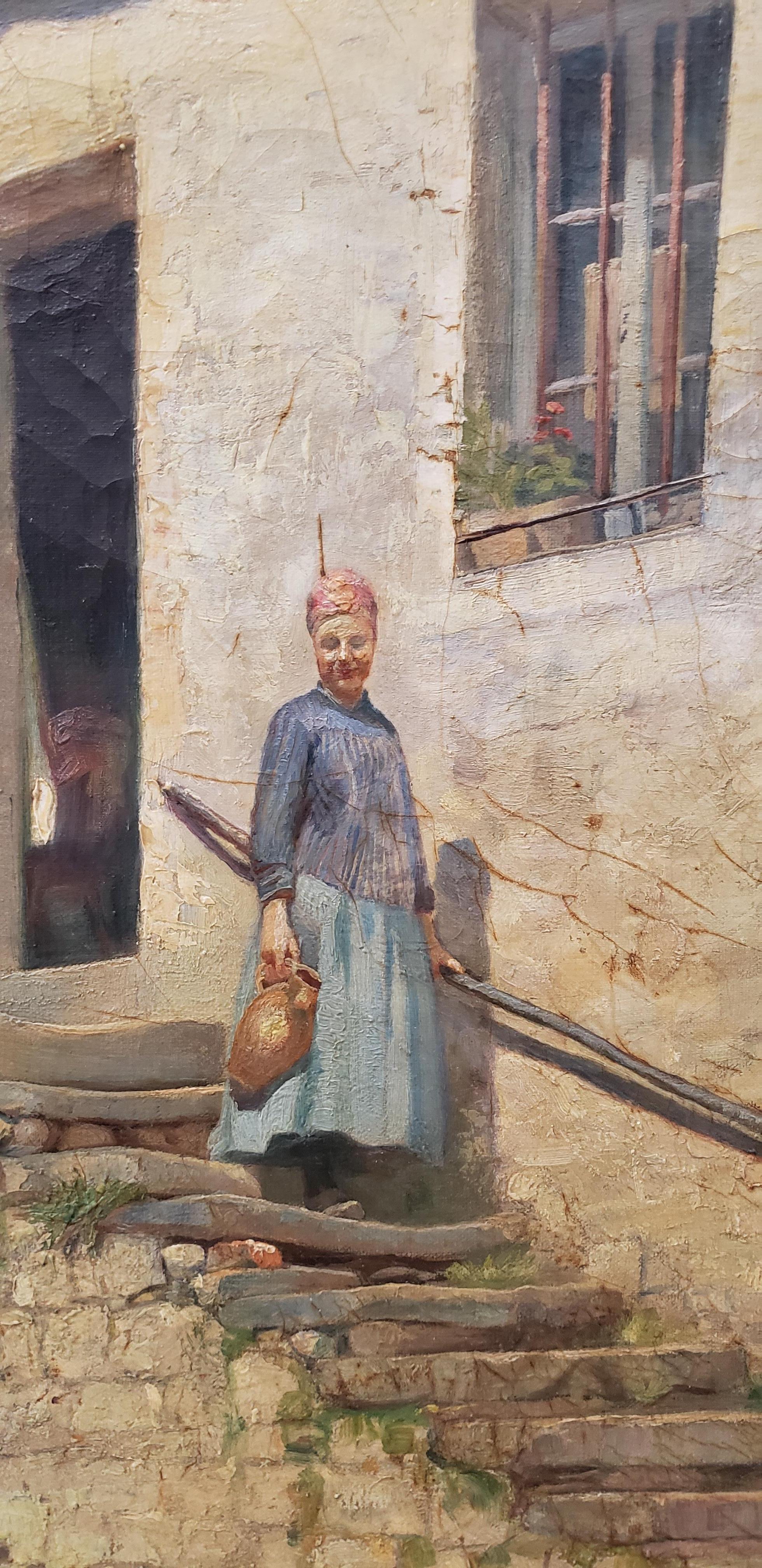 Edwin A Turner Grande peinture à l'huile de ferme européenne du 19ème siècle État moyen - En vente à San Francisco, CA