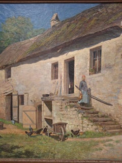 Edwin A. Turner Large 19th Century European Farm House Oil Painting
