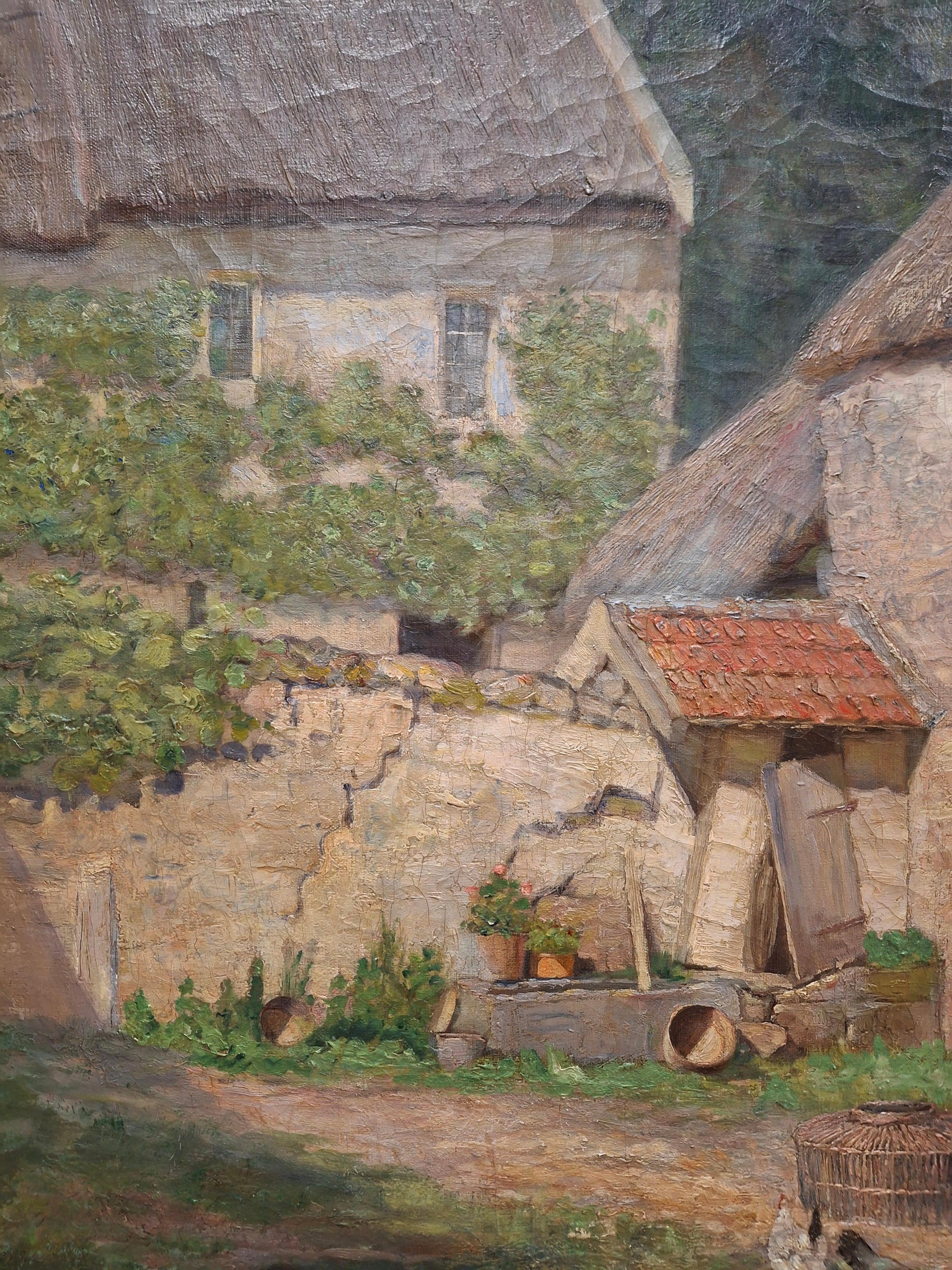 Edwin A. Turner Large 19th Century European Farm House Oil Painting For Sale 1