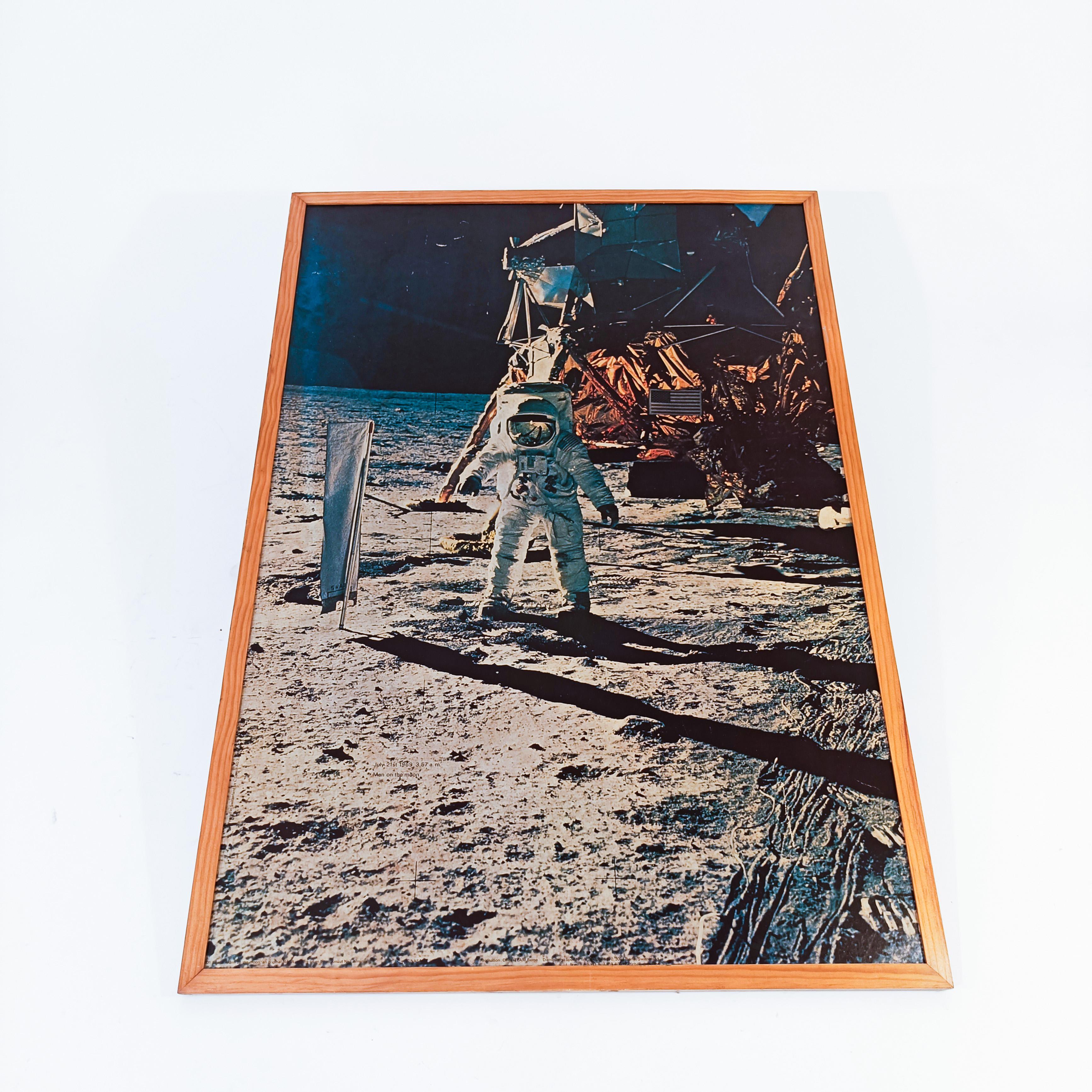Space Age Edwin Aldrin on the moon. Large high-resolution print, Switzerland, 1970s For Sale