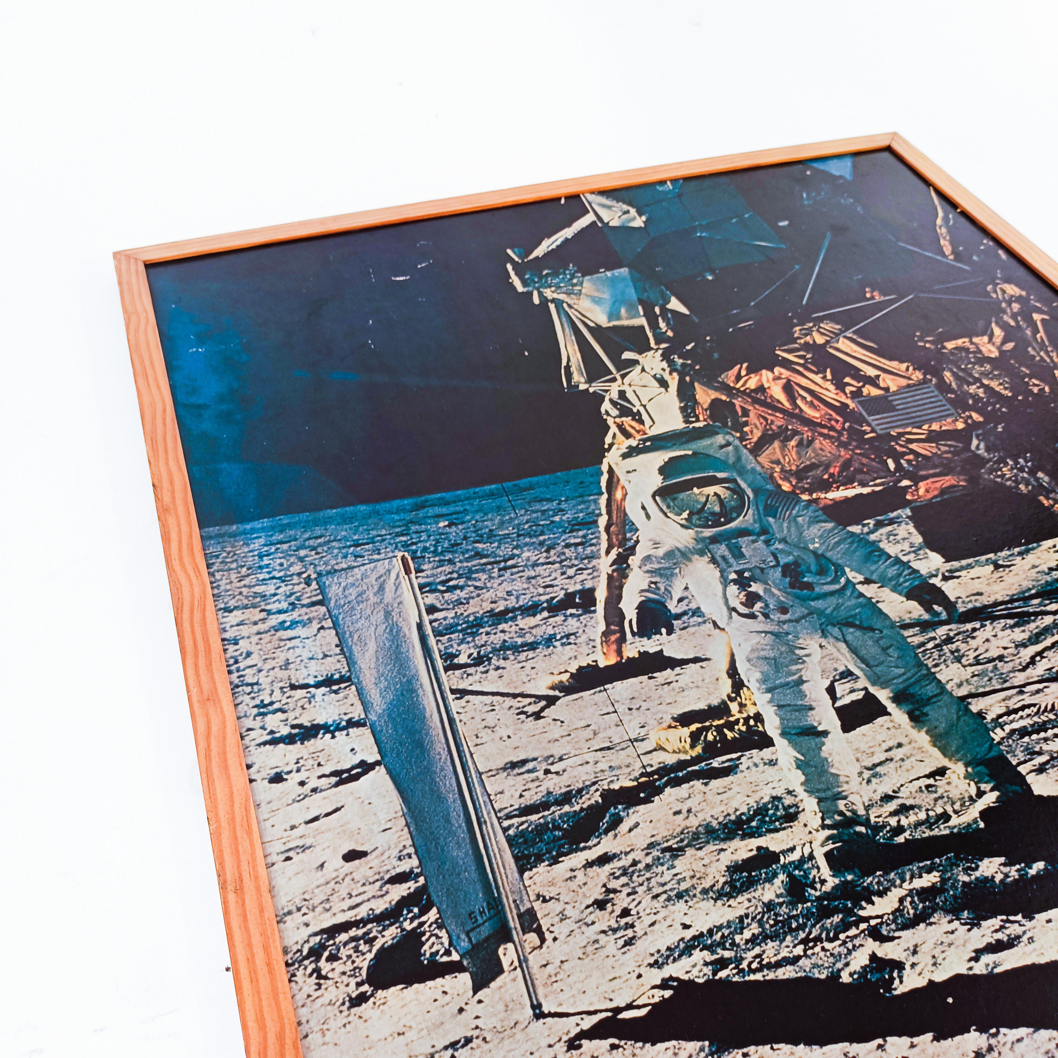 Swiss Edwin Aldrin on the moon. Large high-resolution print, Switzerland, 1970s For Sale