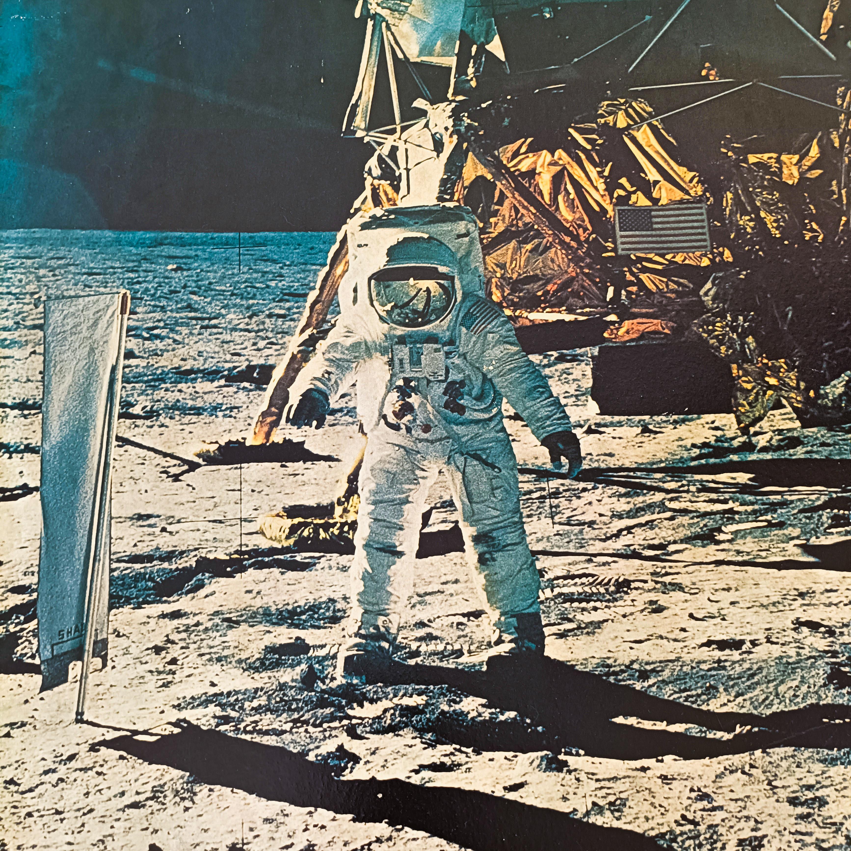 Late 20th Century Edwin Aldrin on the moon. Large high-resolution print, Switzerland, 1970s For Sale