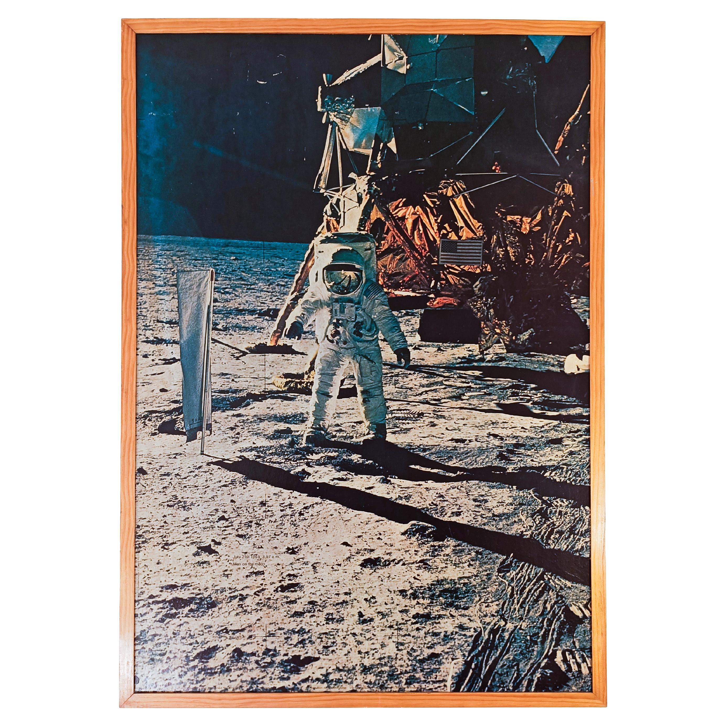 Edwin Aldrin on the moon. Large high-resolution print, Switzerland, 1970s For Sale