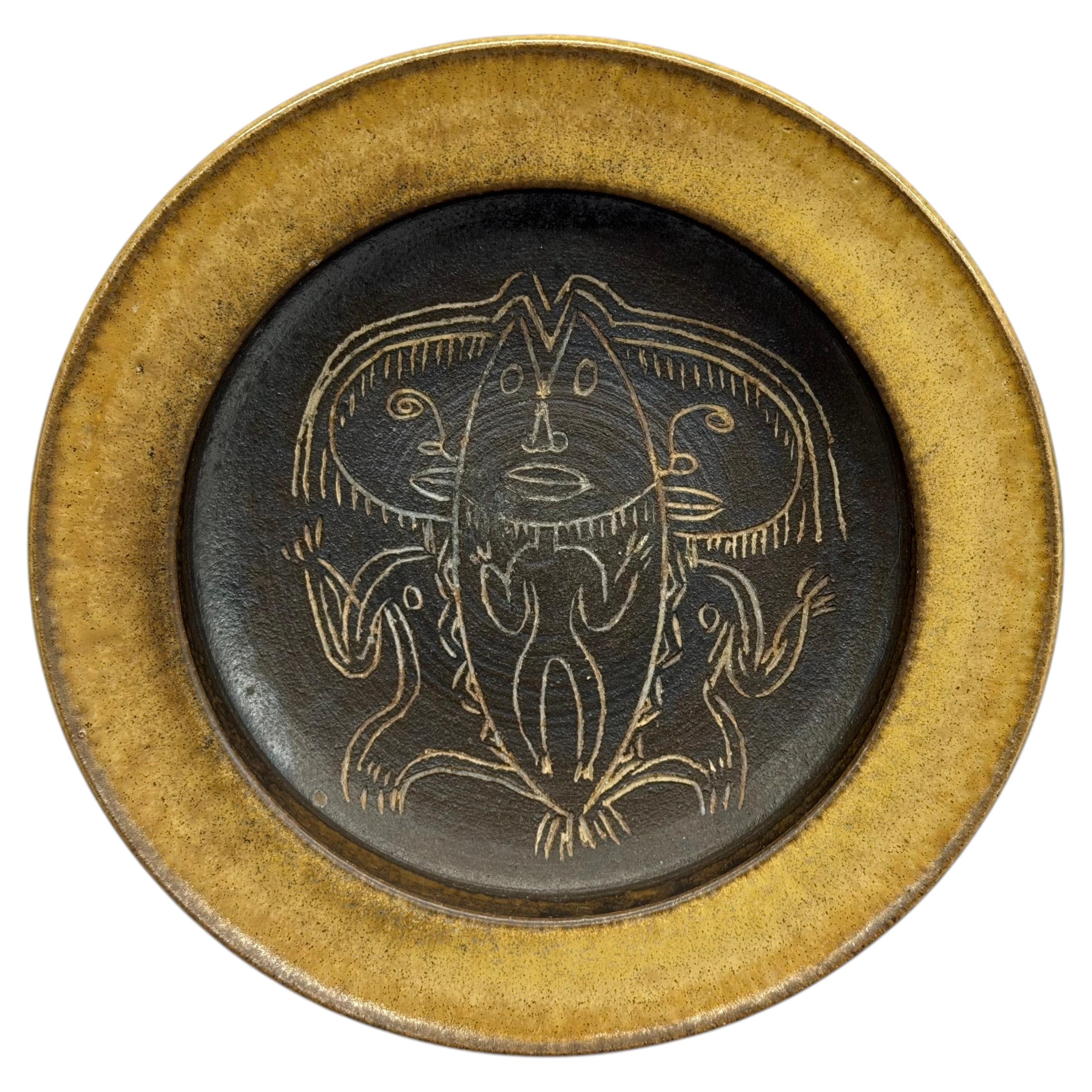 Edwin and Mary Scheier Hand Decorated "Fertility" Low Bowl