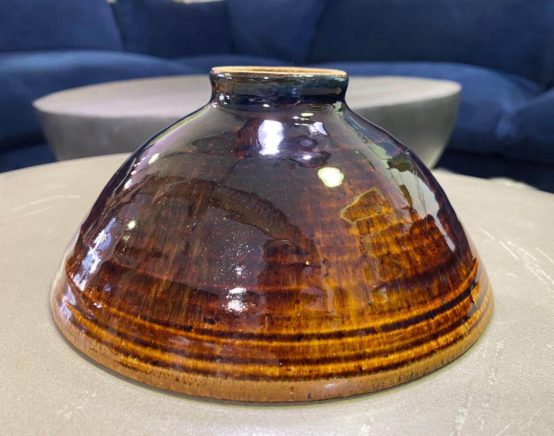 Stoneware Edwin and Mary Scheier Signed Mid-Century Modern Glazed Ceramic Smiley Face Bowl
