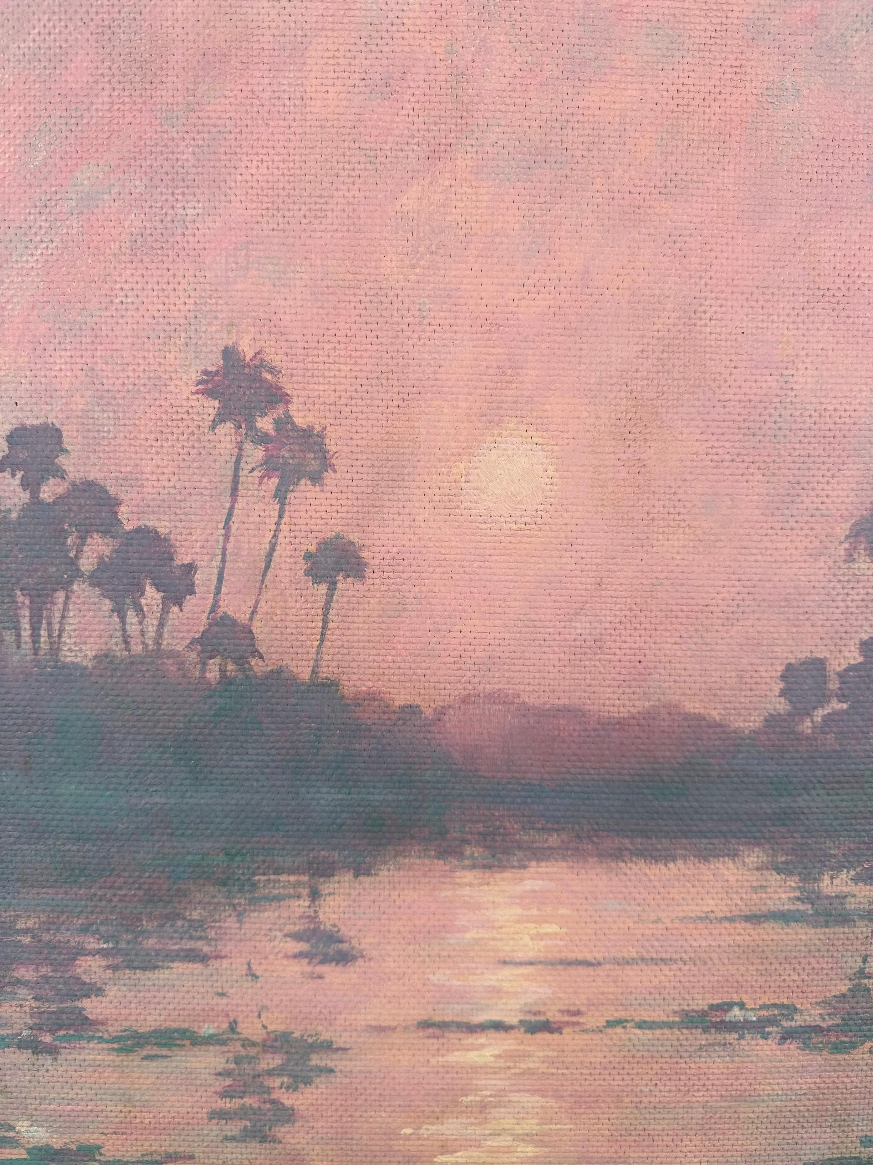 Paesaggio al tramonto in Florida - Painting di Edwin B. Kelley Jr.