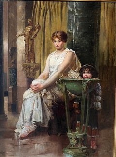 Oil portrait of woman and child