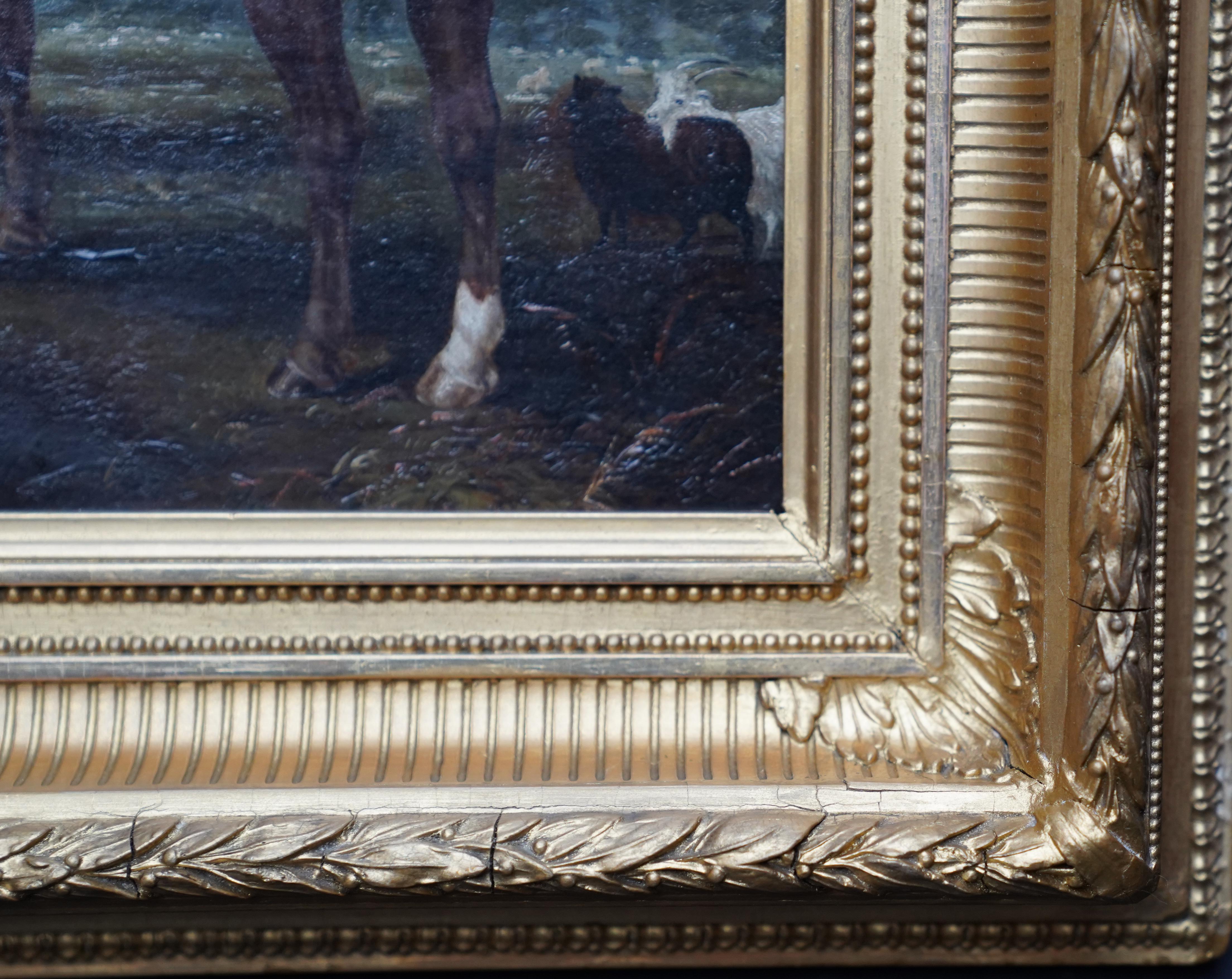 Horses in Landscape - British Victorian art equine animal portrait oil painting For Sale 4