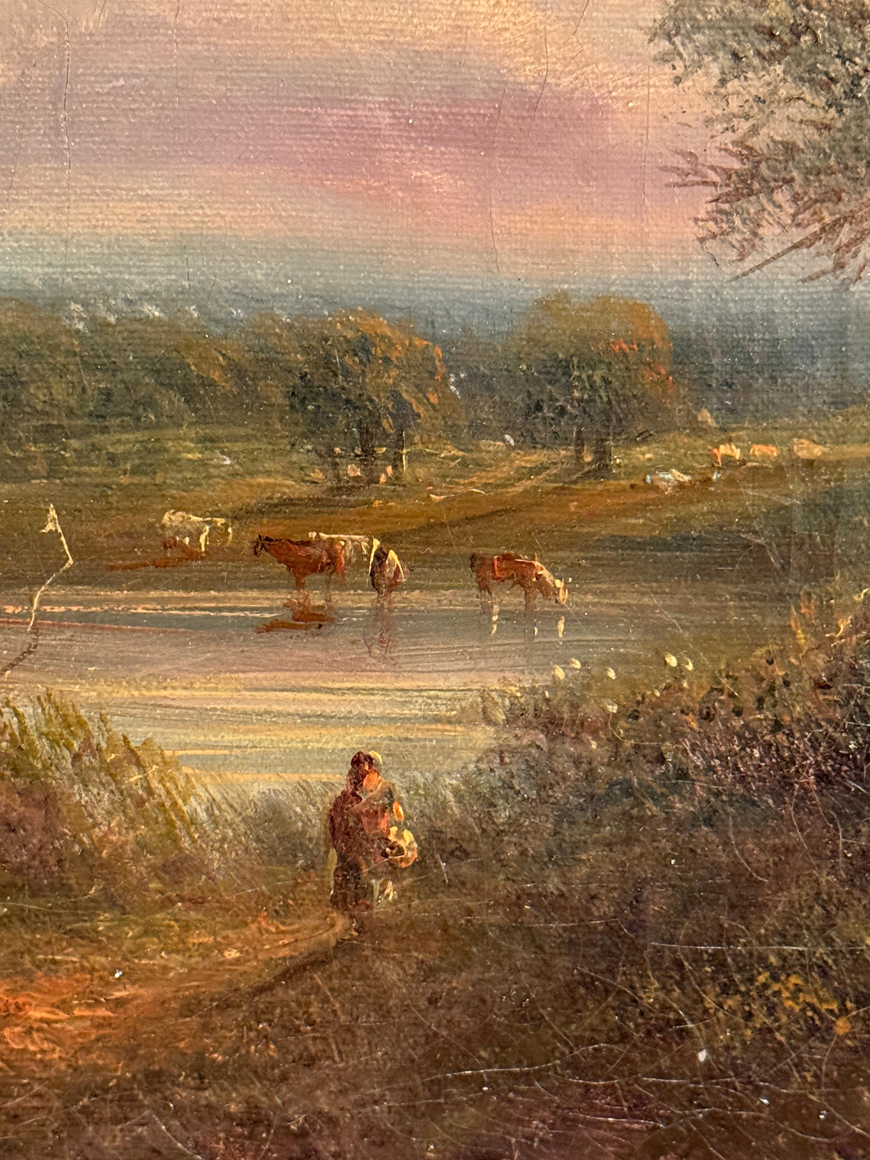 Englische Landschaft aus dem späten 19. Jahrhundert von Edwin Buttery.
Diese exquisite englische Landschaft aus dem späten viktorianischen Zeitalter von Edwin Buttery ist ein meisterhaftes Beispiel für die romantische Wertschätzung der Natur in